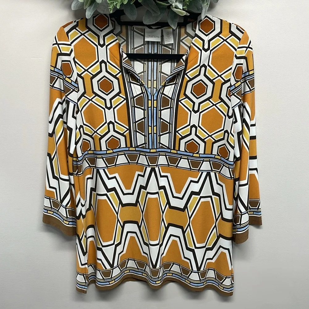 NWOT Chico’s African Ikat Tunic Top S (Chico’s 0)